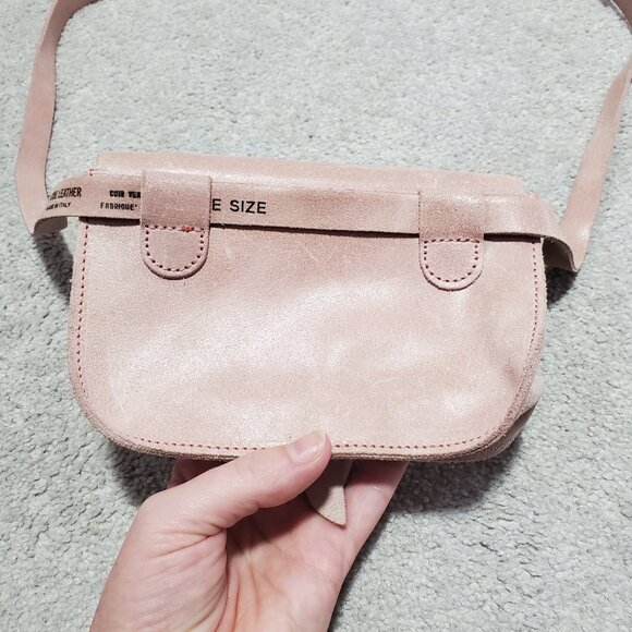 GARUGLIERI Italian Leather Belt Bag Waist Fanny Pack Purse Pastel Pink 7" x 4.5" - Picture 4 of 14